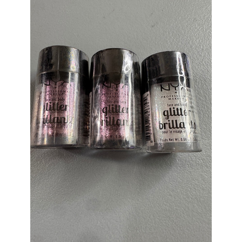 NYX Face and Body Glitter Brilliants Women OS Rose Ice NEW 3 Pack GLI02 GLI07